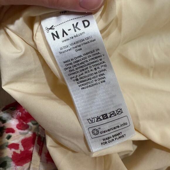 NA-KD Structured Overlap V Neck Maxi Dress Floral Print Long Sleeve Size 34 XS - Picture 11 of 12